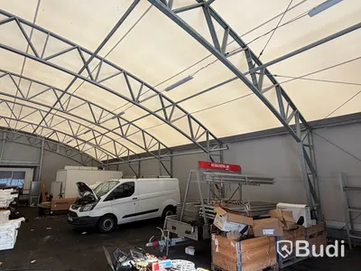 Tälthall 480m² med port och 2 kontor i kopplad byggbod