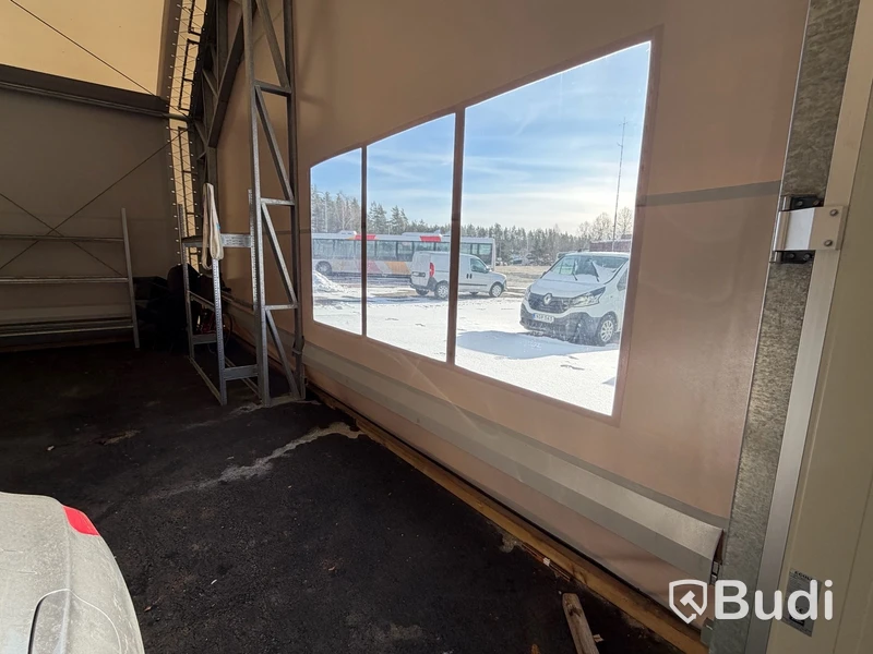 Tälthall 480m² med port och 2 kontor i kopplad byggbod