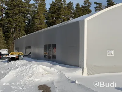 Tälthall 480m² med port och 2 kontor i kopplad byggbod