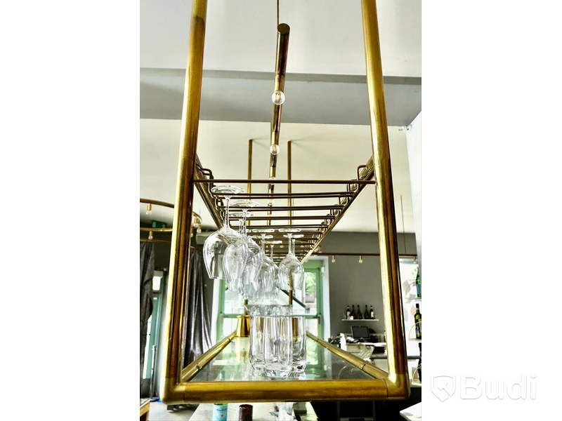 Glasställ glasspjut, takhängd, längd 289 cm bredd 48 cm