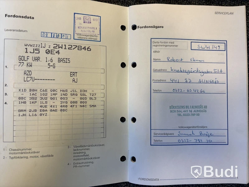 VW GOLF Variant 1,6 -2001 | BENSIN