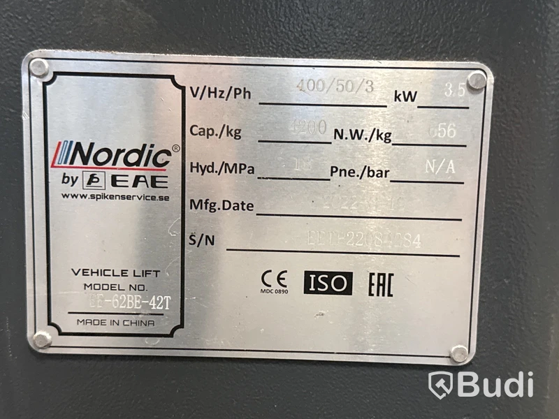 2-pelarlyft Nordic by EAE | 4200 kg | 2022