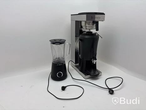 Kaffemaskin Crem, Mega gold M TK-series, samt Blender Bosch, CNSM20