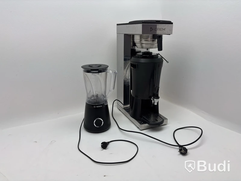 Kaffemaskin Crem, Mega gold M TK-series, samt Blender Bosch, CNSM20