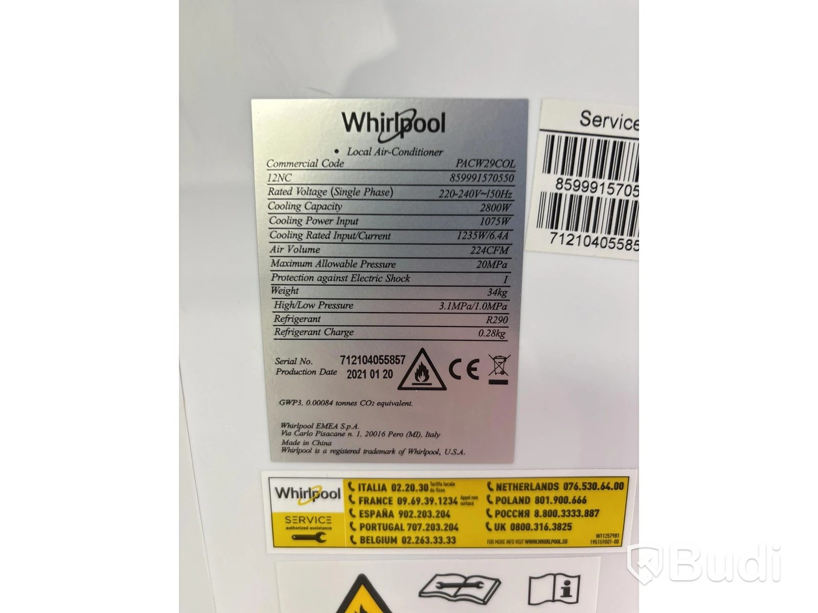 Whirlpool Air Conditioner, PACw29COL