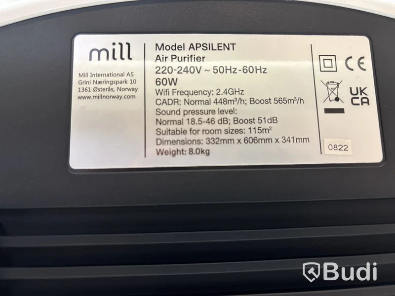 Luftrenare Mill, Silent Pro