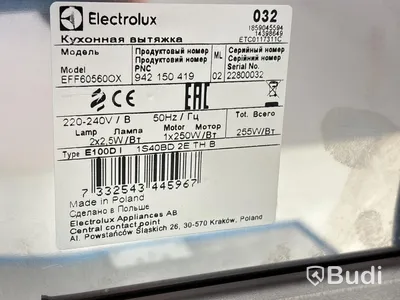 Köksfläkt Electrolux, EFF60560OX
