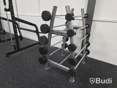 Skivstänger med fasta vikter 10-45kg.