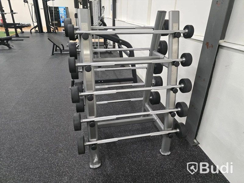Skivstänger med fasta vikter 10-45kg.