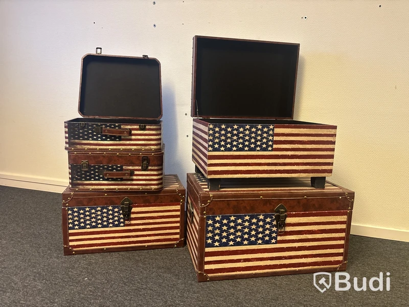 5 st. förvaringsboxar / väskor USA