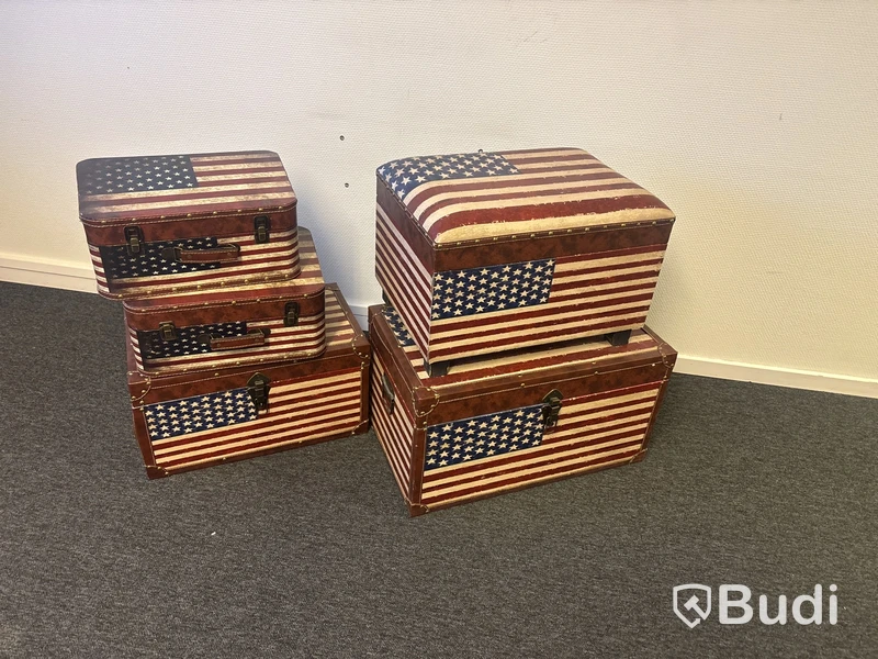5 st. förvaringsboxar / väskor USA