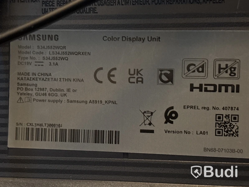 Samsung 34 tums dataskärm S34J552WQRXEN