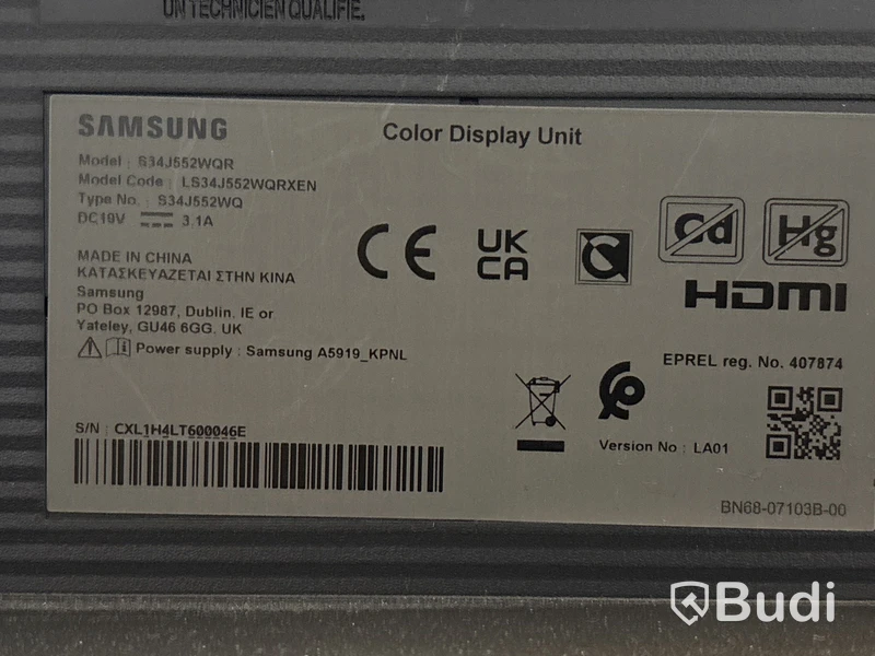 Samsungz zs 34 tums dataskärm S34J552WQRXEN