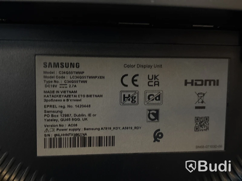 Dataskärm Samsung 34 tum C34G55TWWP