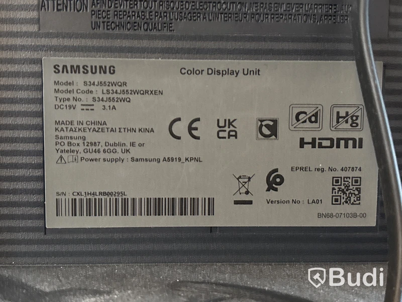 Datorskärm Samsung 34 tums S34J552WQR
