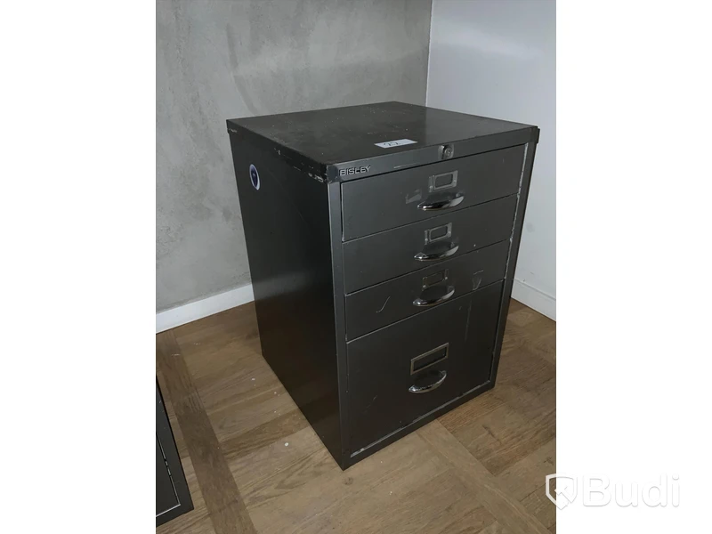 Plåt hutch Bisley. 4 lådor