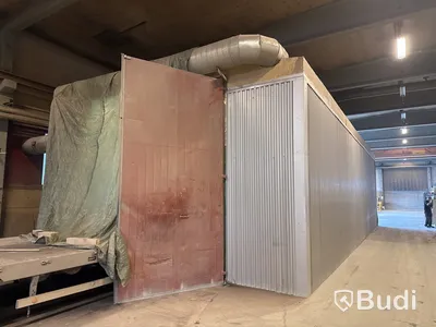 Lack- & blästerbox med utrustning - 8x16 m med dubbla portar