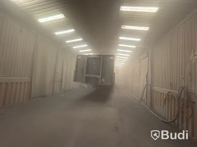 Lack- & blästerbox med utrustning - 8x16 m med dubbla portar