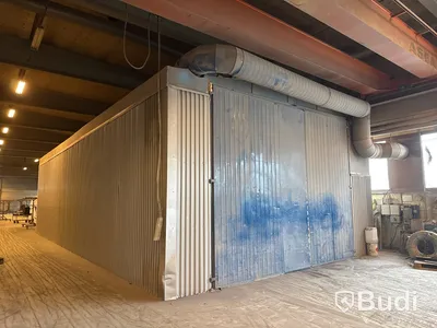 Lack- & blästerbox med utrustning - 8x16 m med dubbla portar
