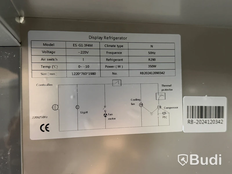 Dubbelt kylskåp, rostfritt, ES-G1-OF4M, 220V