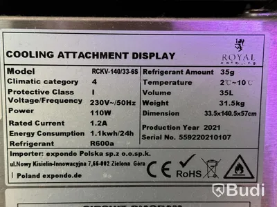 Royal Catering Refrigerated Display Case RCKV-140/33-6S | 35 L | 2021