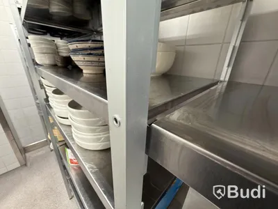 Stainless steel shelving system with 6 sections