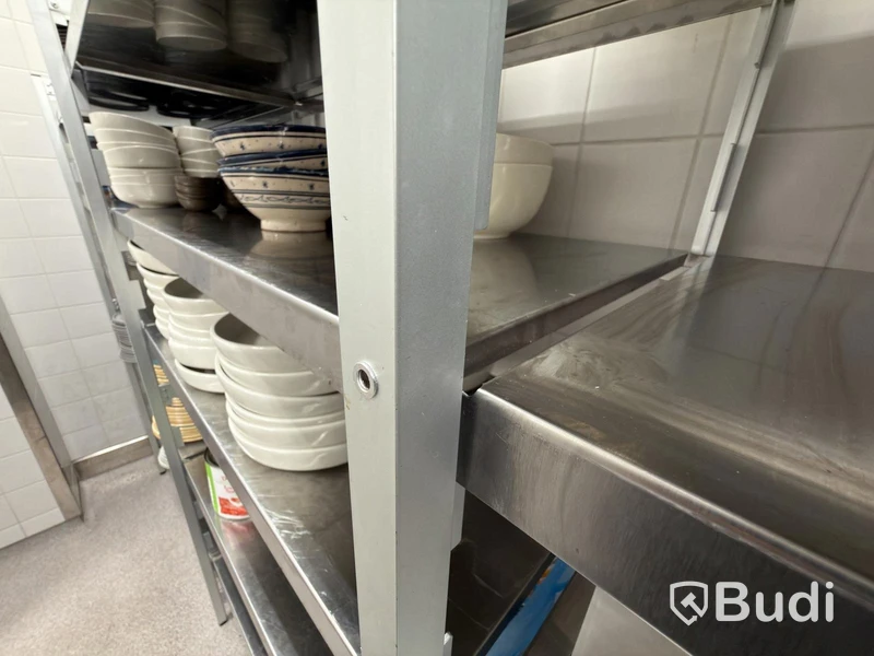 Stainless steel shelving system with 6 sections