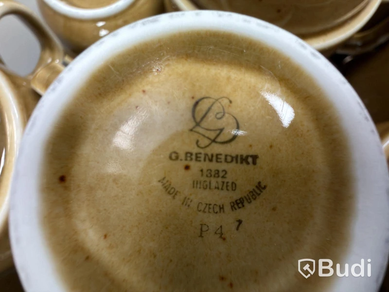 Koppar G. benedikt 1882 kaffekoppar te koppar asietter