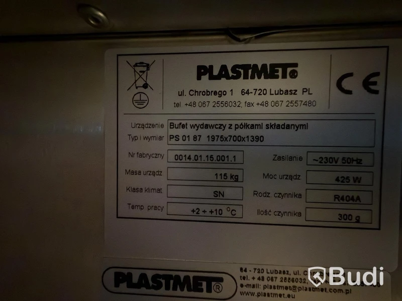 Refrigerated buffet counter Plastmet PS 01 87 with glass top