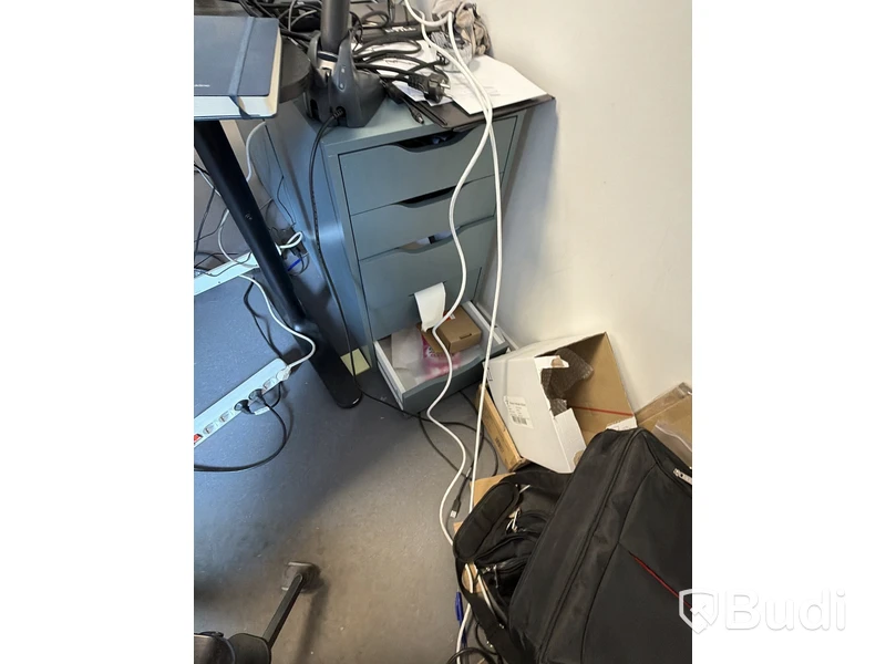 Office workstation with height-adjustable desk and office chair