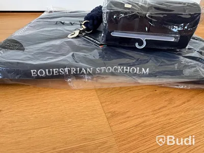 Dressage saddle pad, leg wraps and ear bonnet, Equestrian Stockholm, black/navy