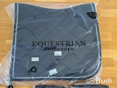 Dressage saddle pad, leg wraps and ear bonnet, Equestrian Stockholm, black/navy