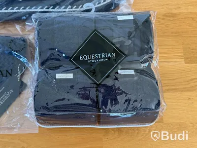 Dressage saddle pad, leg wraps and ear bonnet, Equestrian Stockholm, black/navy