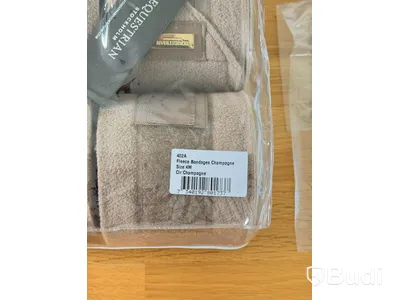 Dressage saddle pad, leg wraps and ear bonnet, Equestrian Stockholm, champagne