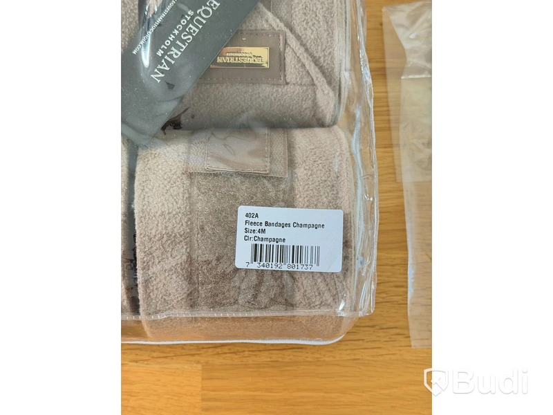 Dressage saddle pad, leg wraps and ear bonnet, Equestrian Stockholm, champagne