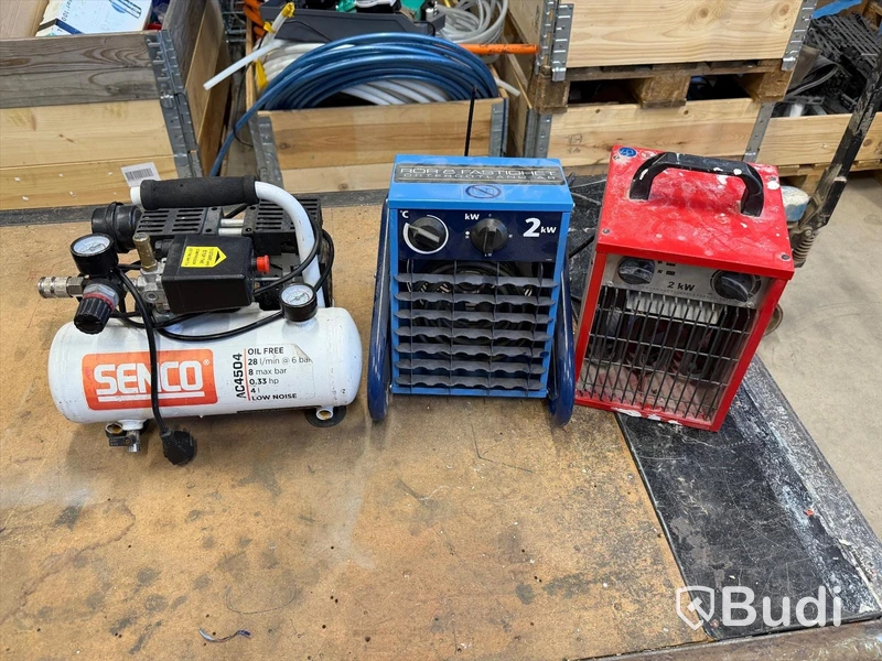 Senco AC4504 kompressor samt 2 st 2kW värmare
