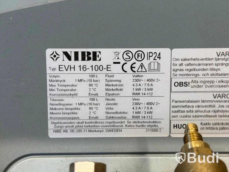 Varmvattenberedare, NIBE EVH 16-100-E, 100 l