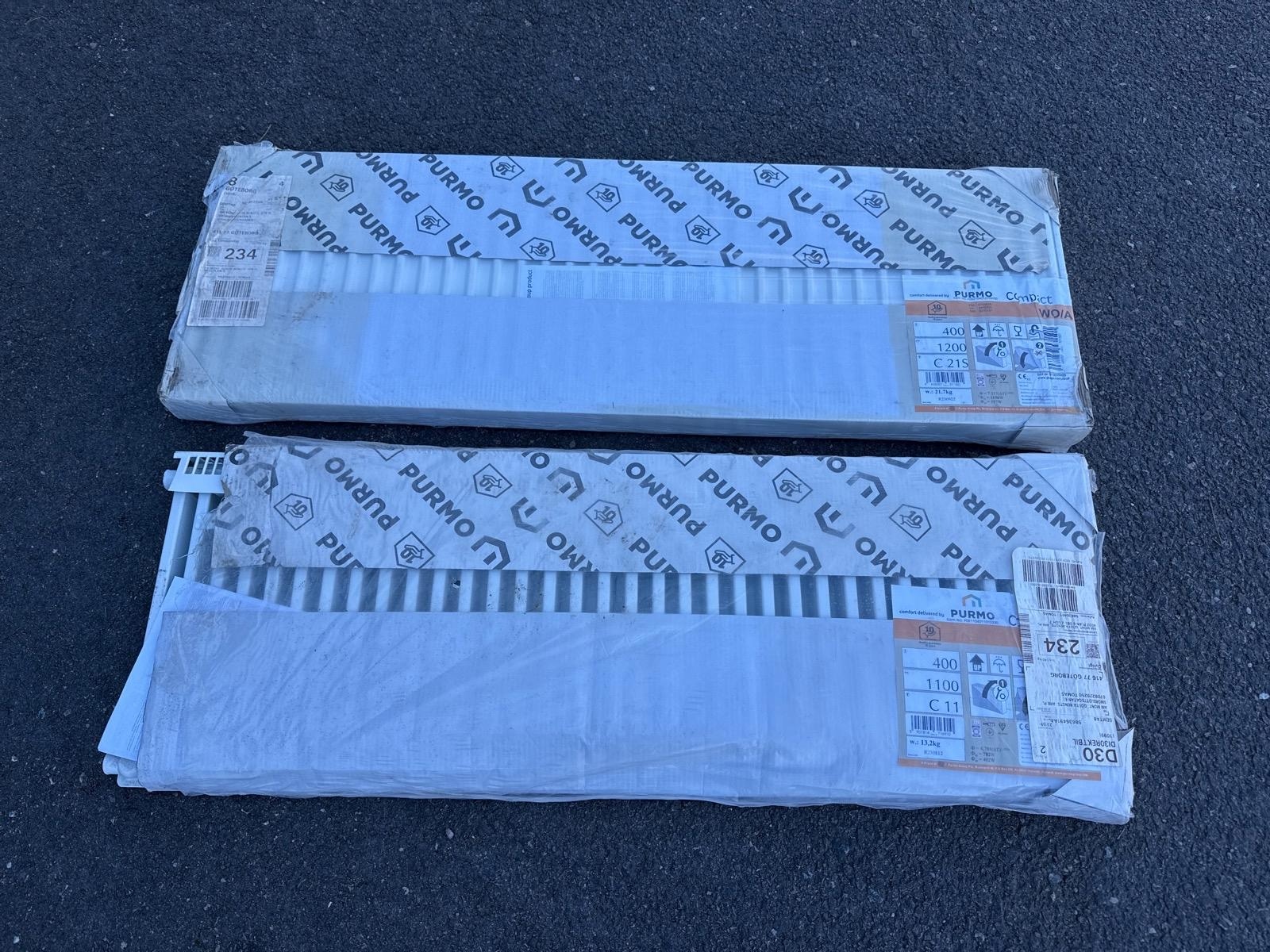 2 st vattenburna radiatorer Purmo compact C11 & C21S
