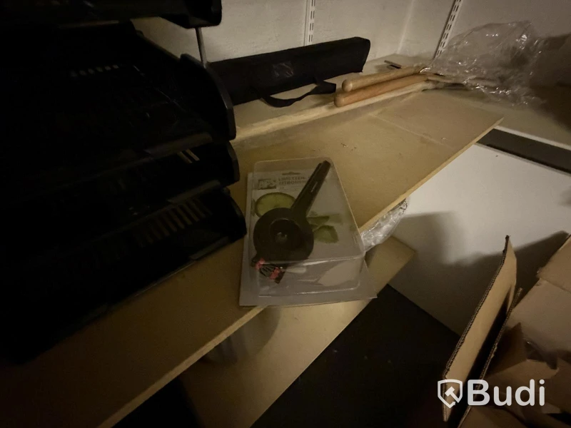 Glassware, cutlery, desk, etc.