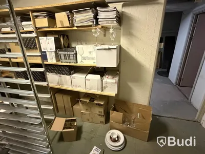 Glassware, cutlery, desk, etc.