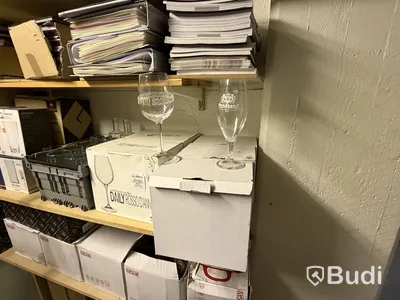 Glassware, cutlery, desk, etc.