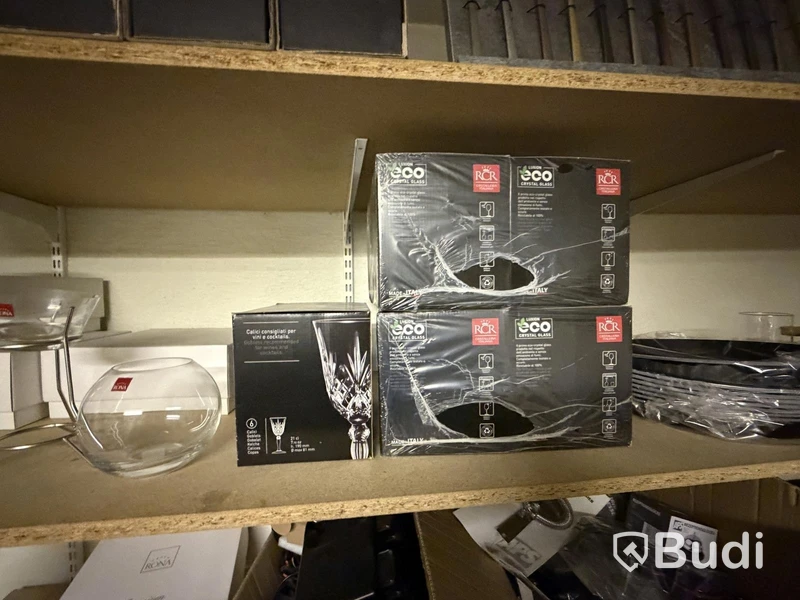 Glassware, cutlery, desk, etc.