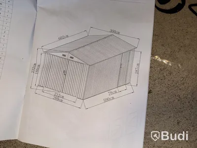 Plåtskjul 6×3 m. komplett byggsats, galvaniserat stål