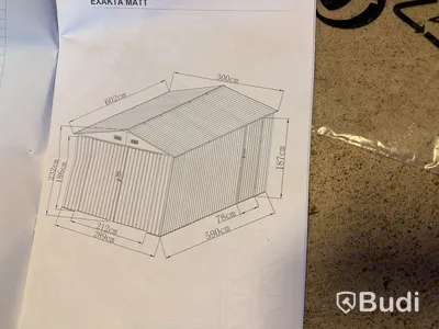 Plåtskjul 6×3 m. komplett byggsats, galvaniserat stål