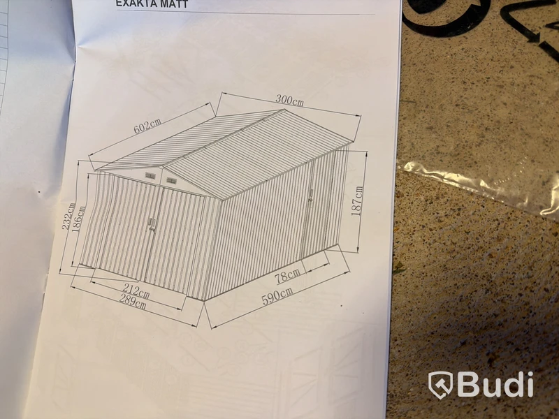 Plåtskjul 6×3 m. komplett byggsats, galvaniserat stål