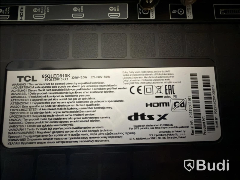 TCL 85QLED810K TV, 85 inches