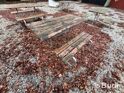 5st Picknickbord i trä och stål