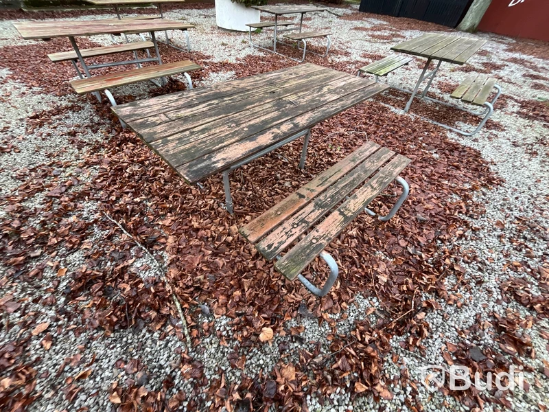 5st Picknickbord i trä och stål