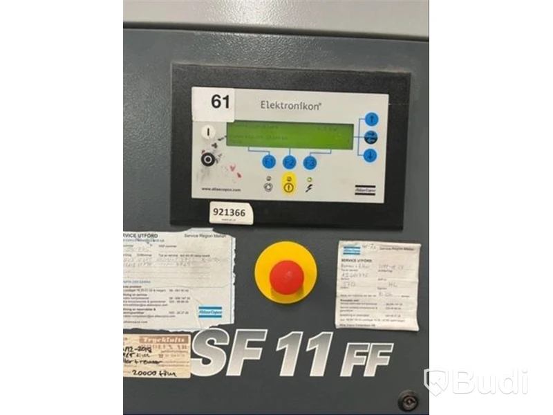 Automatisk screentryckmaskin TAS FC 2126 432 och oljefri skruvkompressor Atlas Copco SF11 FF (2005)
