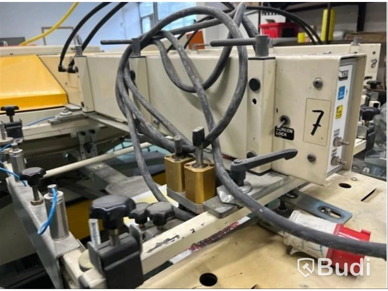 Automatisk screentryckmaskin TAS FC 2126 432 och oljefri skruvkompressor Atlas Copco SF11 FF (2005)